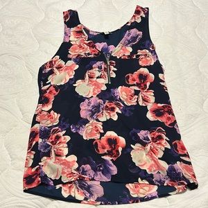 Guess, small, pink and purple floral, tank.